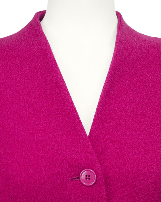 Fuchsia Wool Skirt Suit with Rosette Detail by Galliano