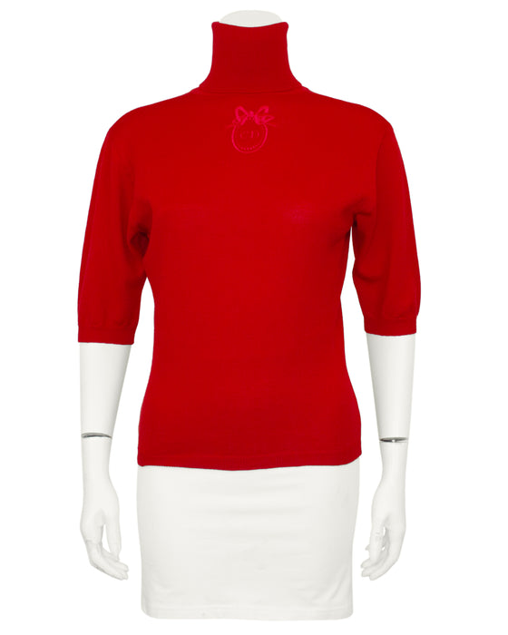 Red Short Sleeve Turtleneck