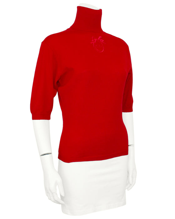 Red Short Sleeve Turtleneck