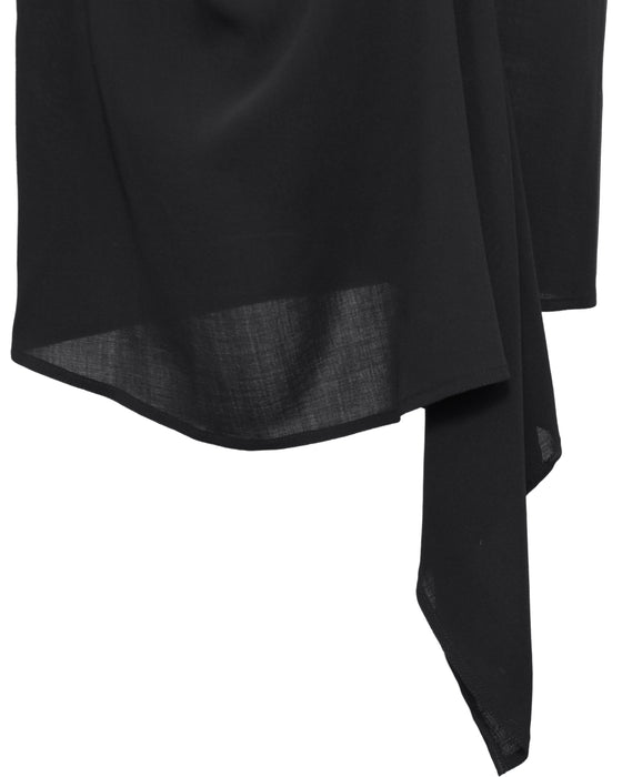 Black Wrap Mini Skirt with Silver Metal Detail