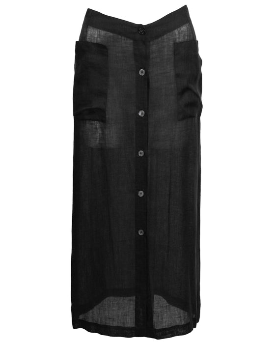 Black Linen Vest and Skirt Ensemble