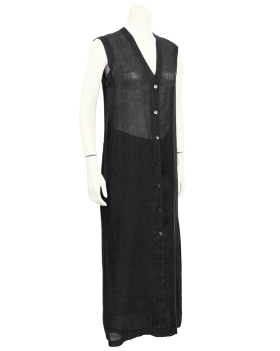 Black Linen Vest and Skirt Ensemble