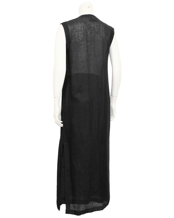 Black Linen Vest and Skirt Ensemble