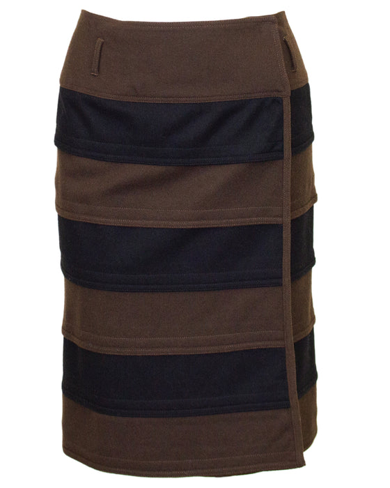 Brown and Black Stripe Wrap Skirt