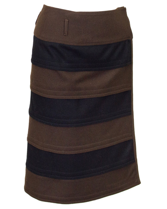 Brown and Black Stripe Wrap Skirt