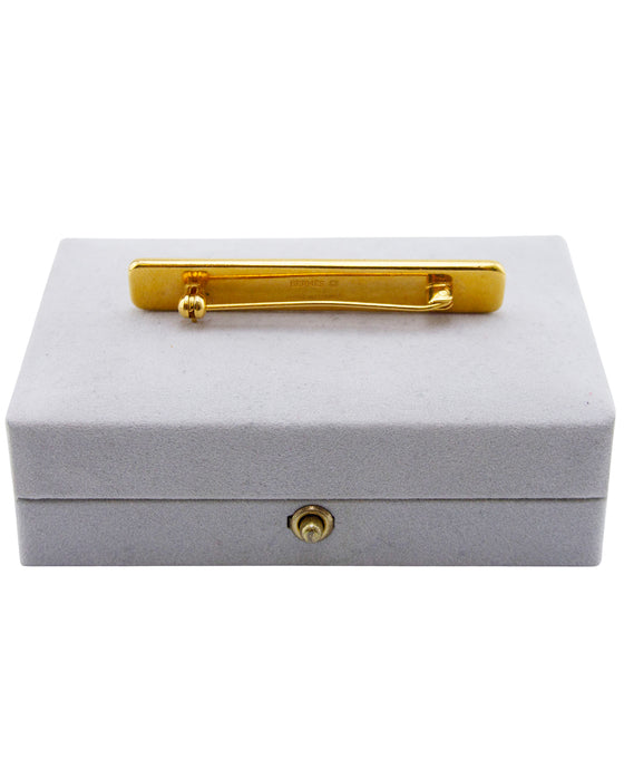 Enamel And Gold Plate Bar Pin