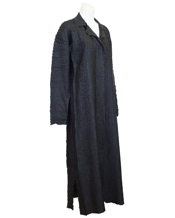 Grey Pleated Fabric Duster