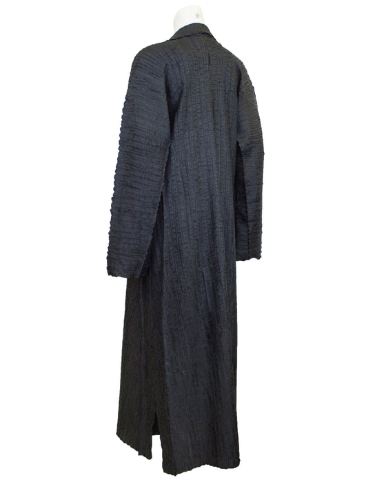 Grey Pleated Fabric Duster