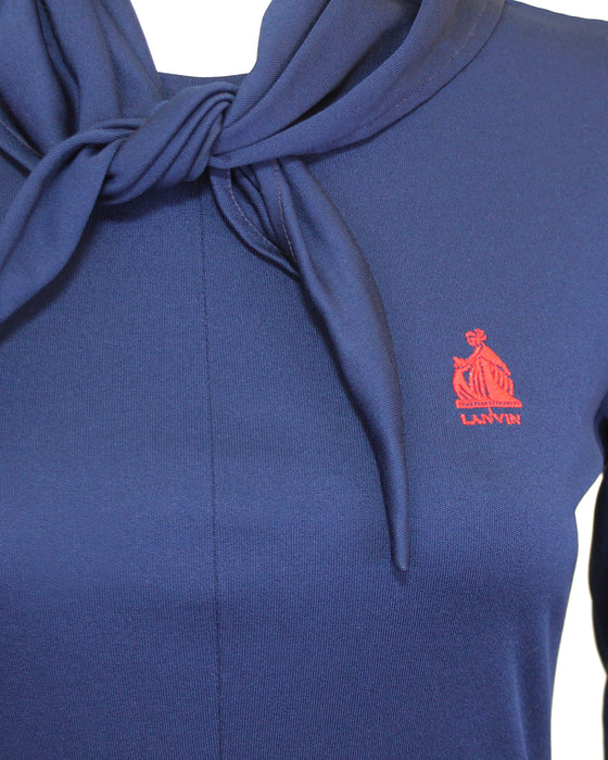 Navy Poly Knit Swing Sport Dress with Matching Neckerchief