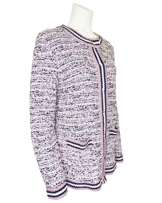 Pink, Black and White Sparkle Knit Long Cardigan