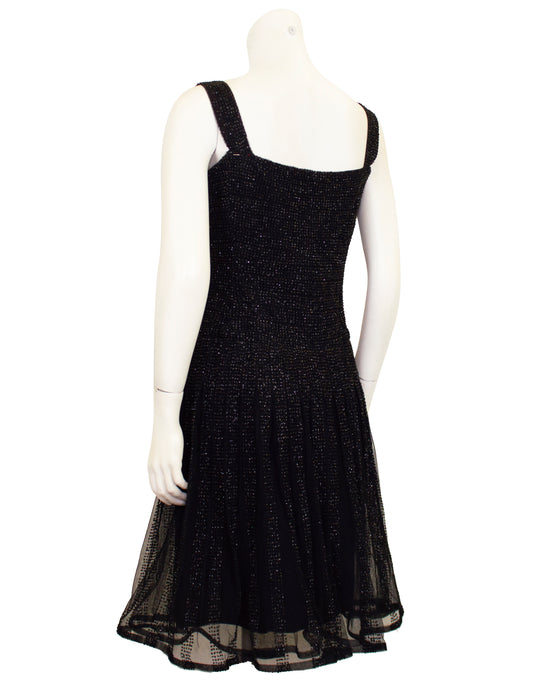 Black Demi Couture Cocktail Dress with Jet Sparkles