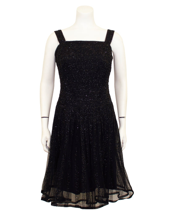 Black Demi Couture Cocktail Dress with Jet Sparkles