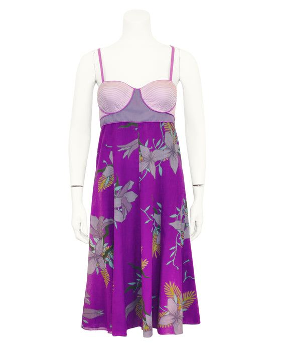 Purple Floral Printed Dress