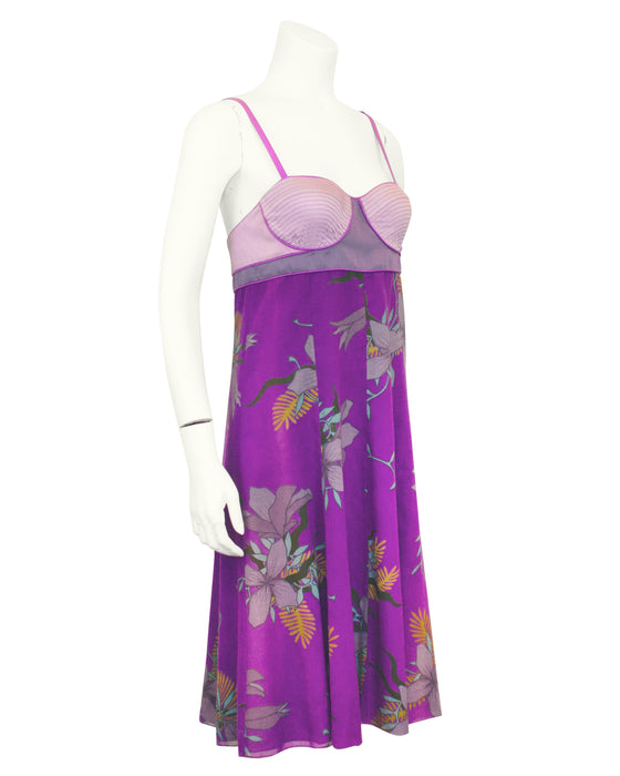 Purple Floral Printed Dress