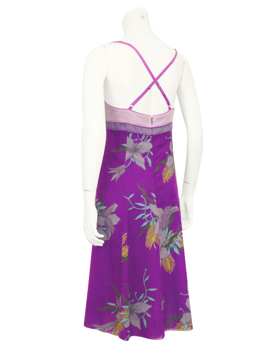 Purple Floral Printed Dress