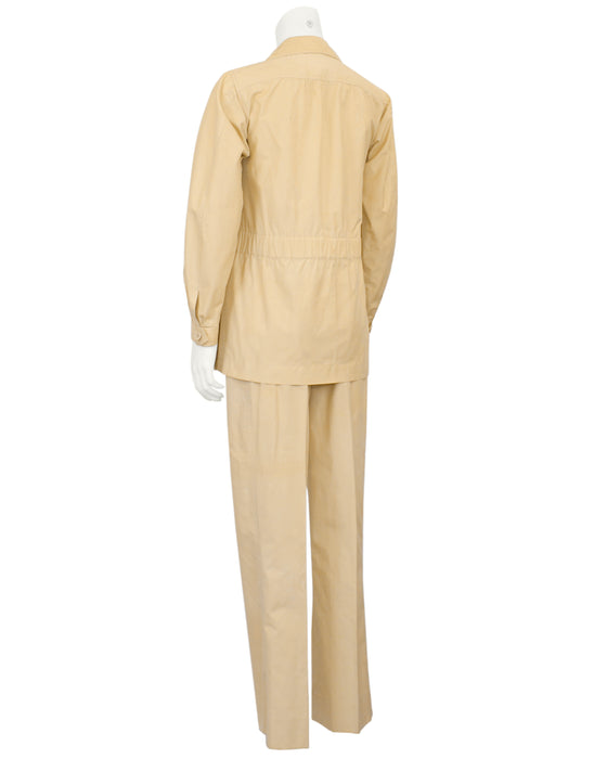 Beige Cotton Safari Suit