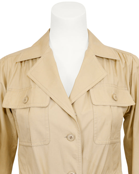 Beige Cotton Safari Suit