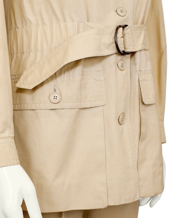 Beige Cotton Safari Suit