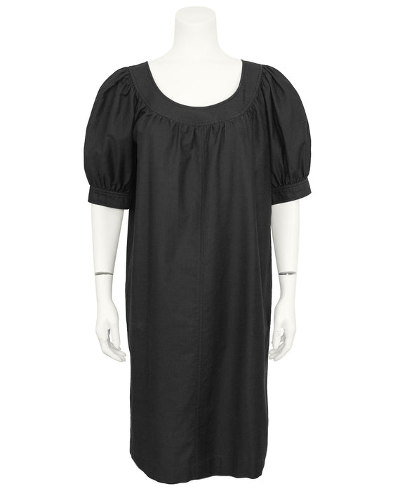 Black Cotton Peasant Style Dress