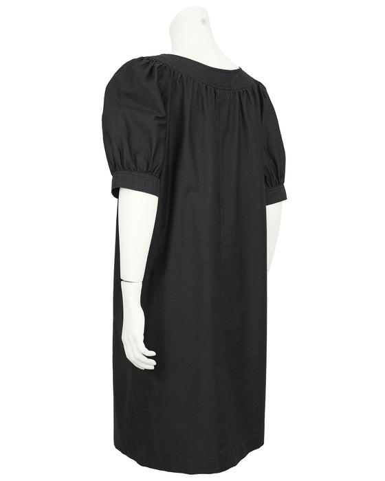 Black Cotton Peasant Style Dress