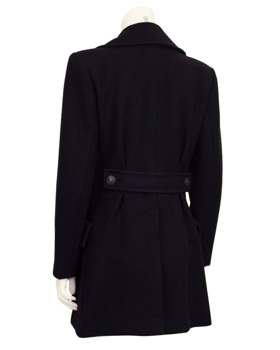 Black Wool Double Breasted Pea Coat