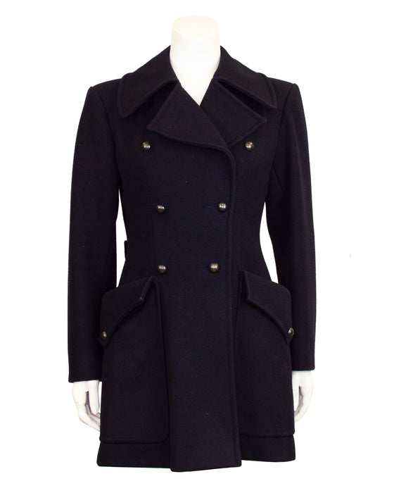 Black Wool Double Breasted Pea Coat