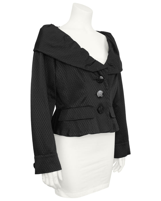 Black Jacket With Ruched Collar