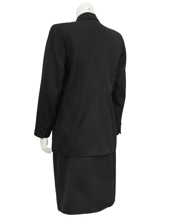 Black Pinstripe Double Breasted Skirt Suit