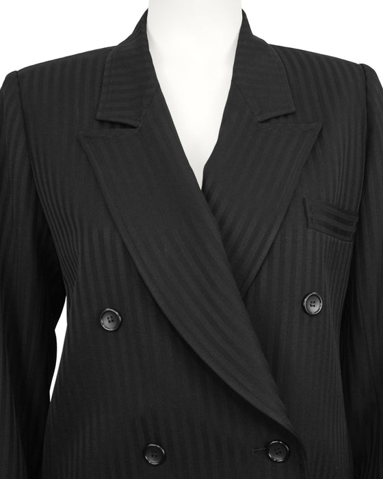 Black Pinstripe Double Breasted Skirt Suit