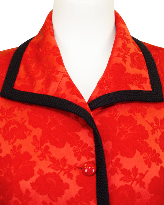 Red Silk Damask Blazer