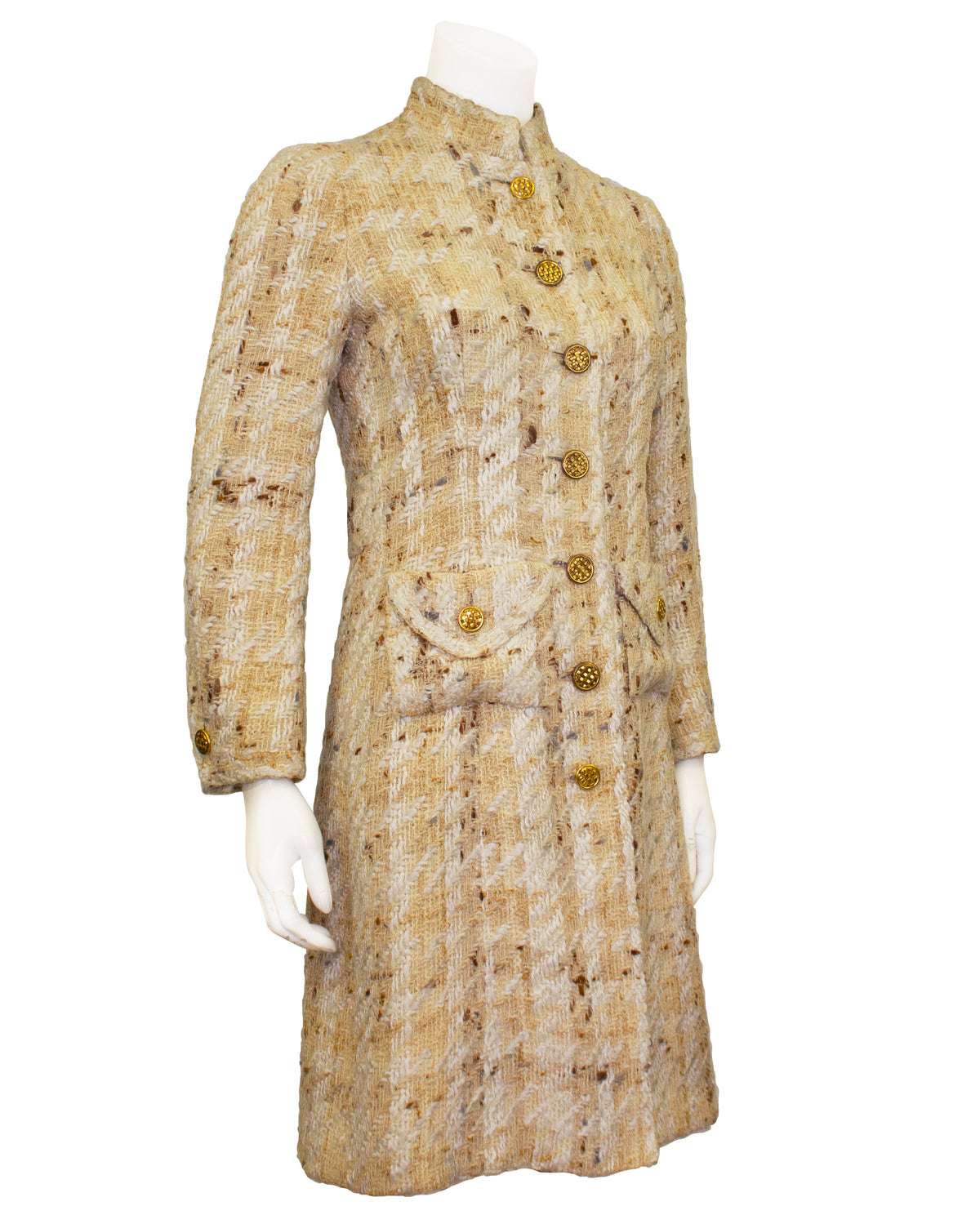 Vintage Cream Wool Coat / 1980s LOUIS FERAUD Coat / Designer 