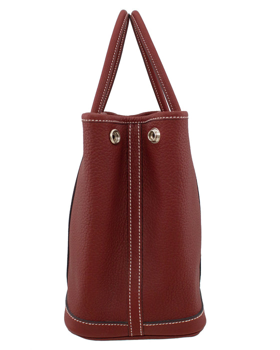 Hermes Garden Party PM Rouge H Wine Red Negonda Leather Tote Bag