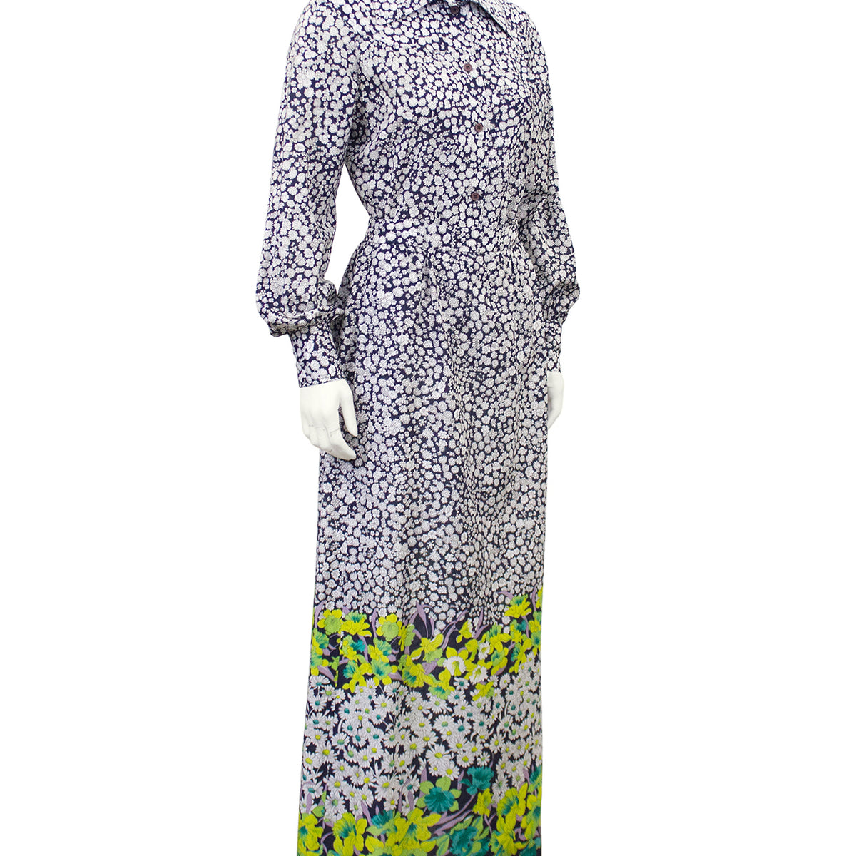 1960's Louis Feraud Maxi-Dress and Tunic Ensemble in Navy and