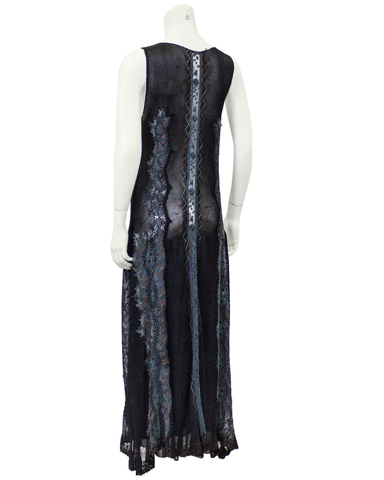 Black Knit and Embroidered Maxi Dress and Shawl – Vintage Couture