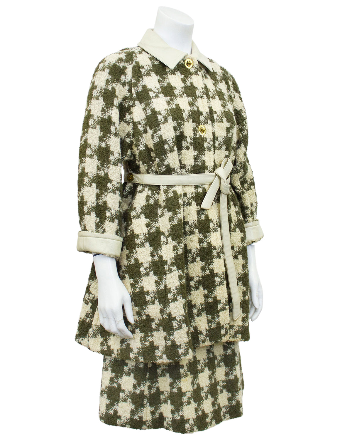 Green houndstooth outlet coat