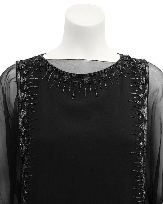 Black Sheer Beaded Cocktail Dress – Vintage Couture