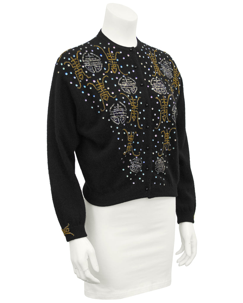 2024 Vintage Embellished Black Sweater