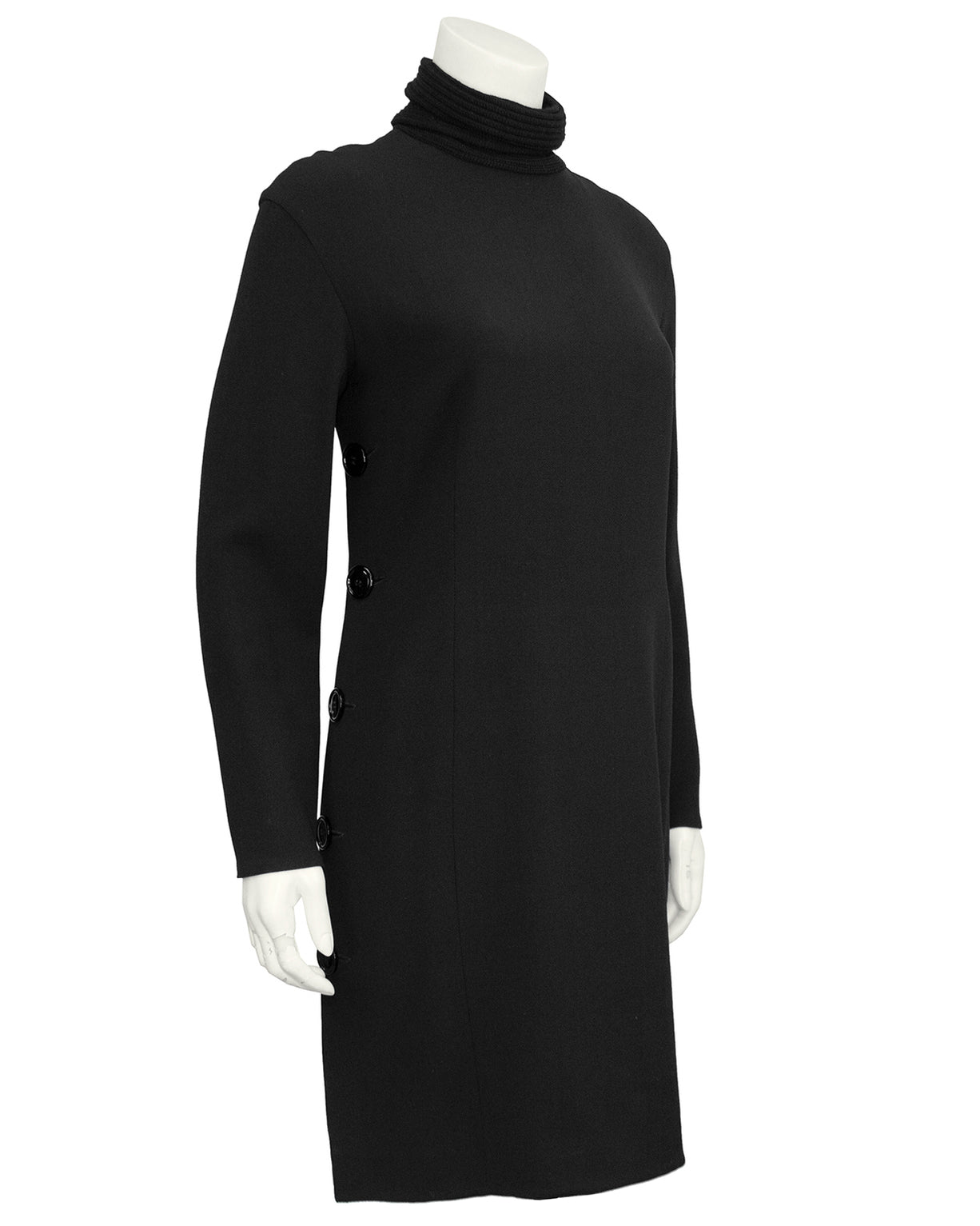 Black Turtleneck Dress with Button Detail – Vintage Couture