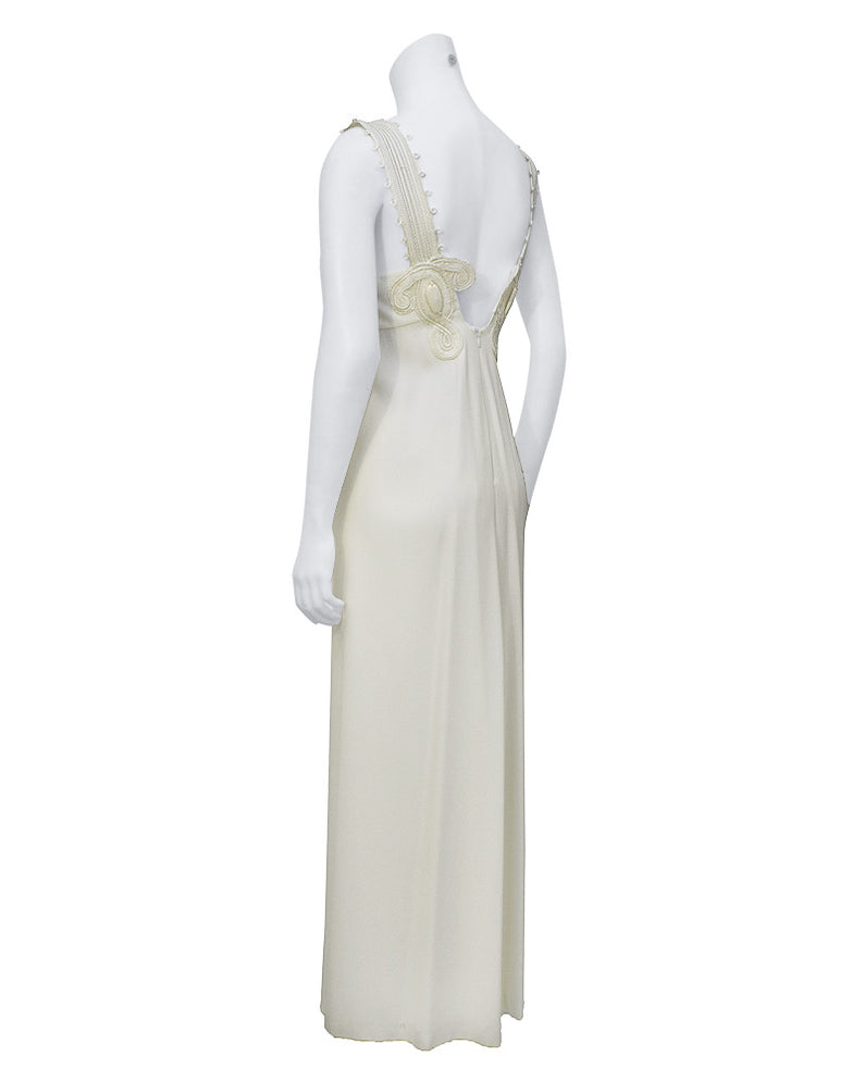 White gown with cord and stone applique – Vintage Couture