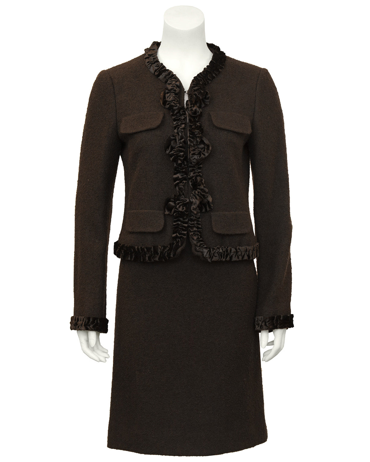 Brown Wool and Velvet Skirt Suit – Vintage Couture