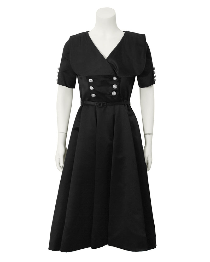 Black satin and rhinestone shirt waist – Vintage Couture