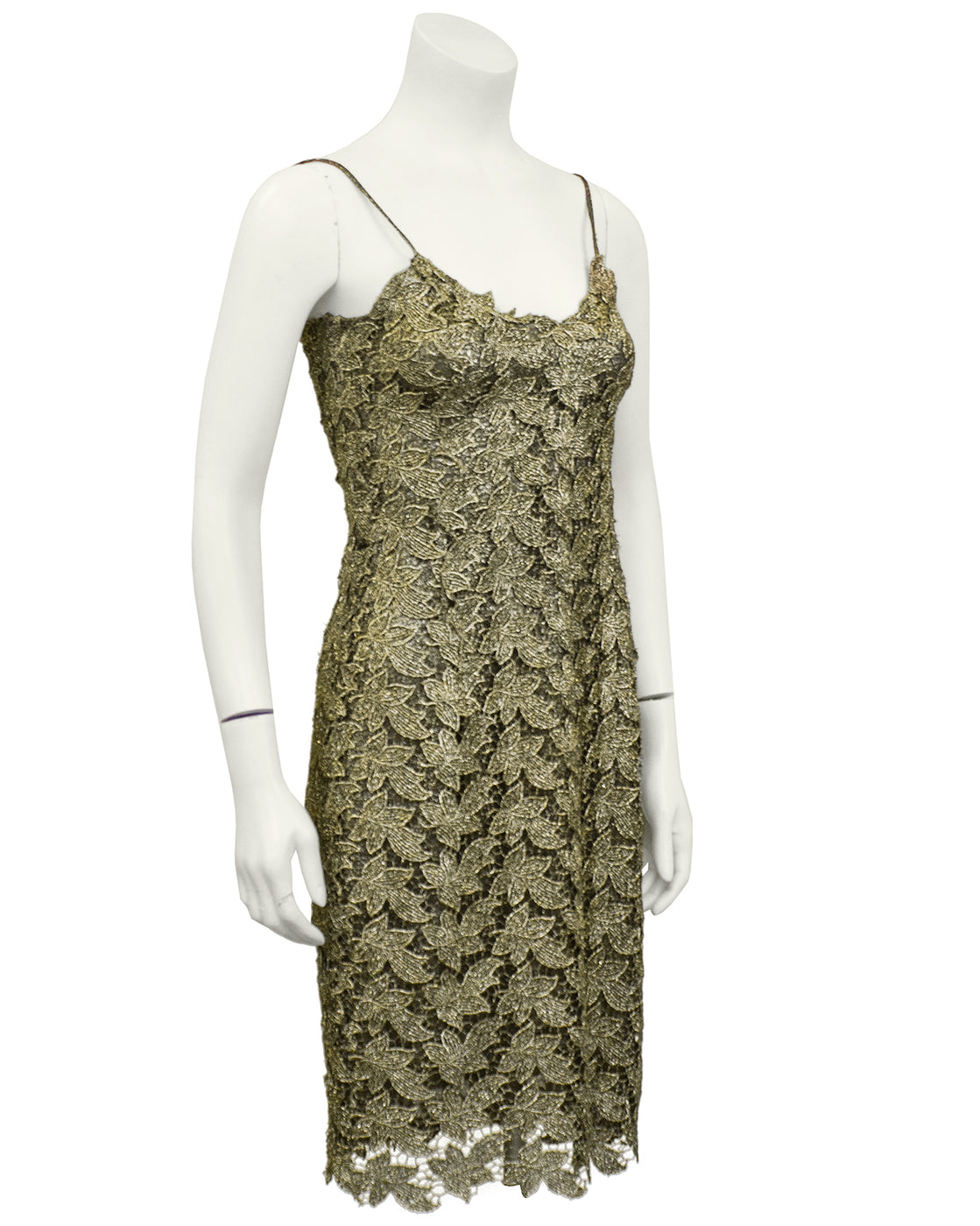 Gold Lace Slip Dress – Vintage Couture